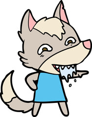 cartoon hungry wolf