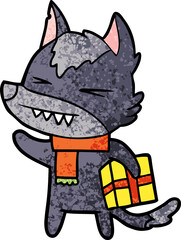 angry christmas wolf cartoon
