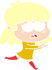 flat color style cartoon tired woman