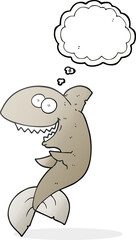 freehand drawn thought bubble cartoon shark