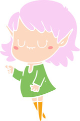 happy flat color style cartoon elf girl