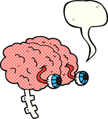 freehand drawn comic book speech bubble cartoon brain
