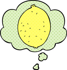 cartoon lemon with thought bubble in comic book style