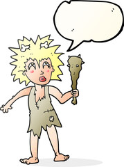 freehand drawn speech bubble cartoon cave woman