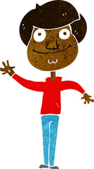 cartoon happy man waving