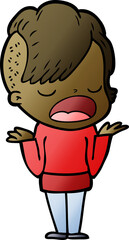 cartoon cool hipster girl talking