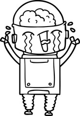 cartoon crying robot