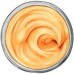 Watercolor face cream top view hand drawn