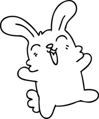 line drawing quirky cartoon rabbit