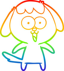 rainbow gradient line drawing of a cute cartoon dog