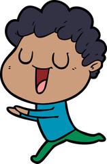laughing cartoon man running