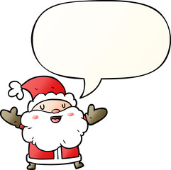 cartoon santa claus with speech bubble in smooth gradient style