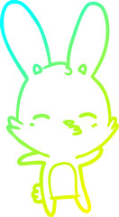 cold gradient line drawing of a curious bunny cartoon