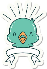 sticker of a tattoo style singing chick
