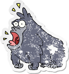 distressed sticker of a cartoon shouting gorilla