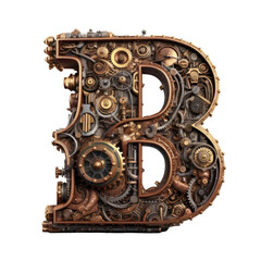 Steampunk, letter B, Generative AI