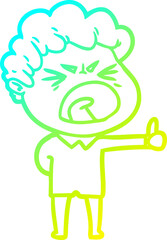 cold gradient line drawing of a cartoon furious man