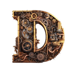 Steampunk, letter D, Generative AI - obrazy, fototapety, plakaty