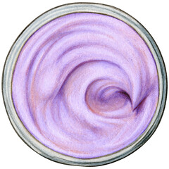 Watercolor face cream top view hand drawn