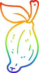 rainbow gradient line drawing of a cartoon organic lemon