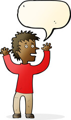 cartoon excited boy with speech bubble