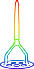 rainbow gradient line drawing of a cartoon potato masher