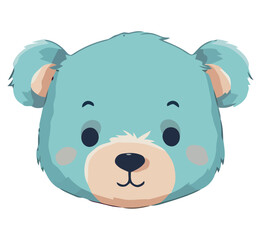 Blue teddy bear toy face illustration