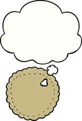 cartoon biscuit with thought bubble