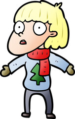 cartoon surprised christmas person