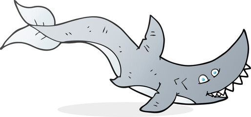 freehand drawn cartoon shark