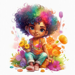 Fototapeta premium Little black girl, generative AI