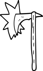 line drawing cartoon viking axe