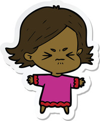 sticker of a cartoon angry woman