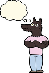 cartoon werewolf with thought bubble