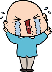 cartoon crying bald man