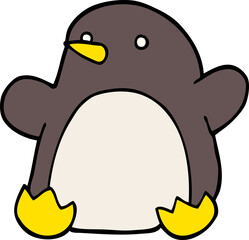cartoon doodle dancing penguin