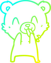 cold gradient line drawing of a rude cartoon bear