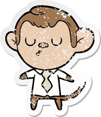 distressed sticker of a cartoon monkey