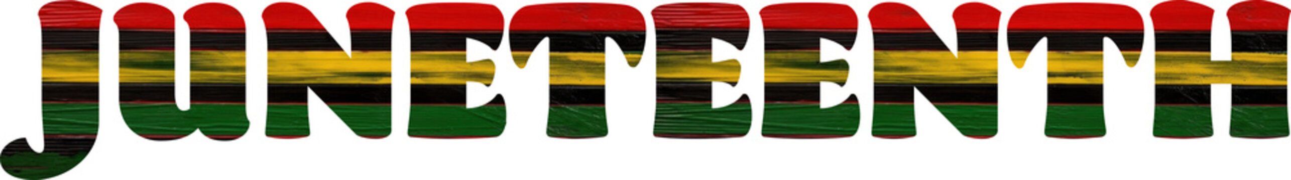 Juneteenth sing with red yellow green lines on transparent background. Generative AI.