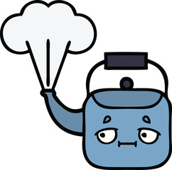 cute cartoon of a steaming kettle