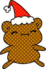 hand drawn christmas cartoon of kawaii bear