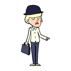 cartoon man with bowler hat