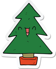 sticker of a cartoon christmas tree