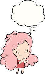 cartoon girl with thought bubble