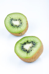 Kiwi fruit sliced segments isolated on white background. Close-up of slice kiwi fruit isolated on white background.