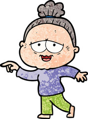cartoon happy old lady