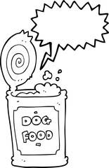 freehand drawn speech bubble cartoon dog food