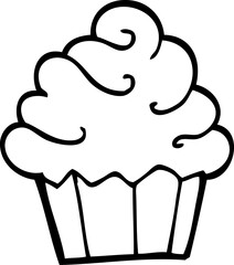 black and white cartoon cupcake