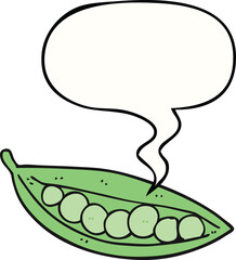 cartoon peas in pod with speech bubble