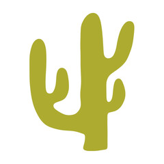 Hand drawn green doodle cactus. Isolated on white background. Tropical exotic plant. Mexico symbol. Cinco de mayo.